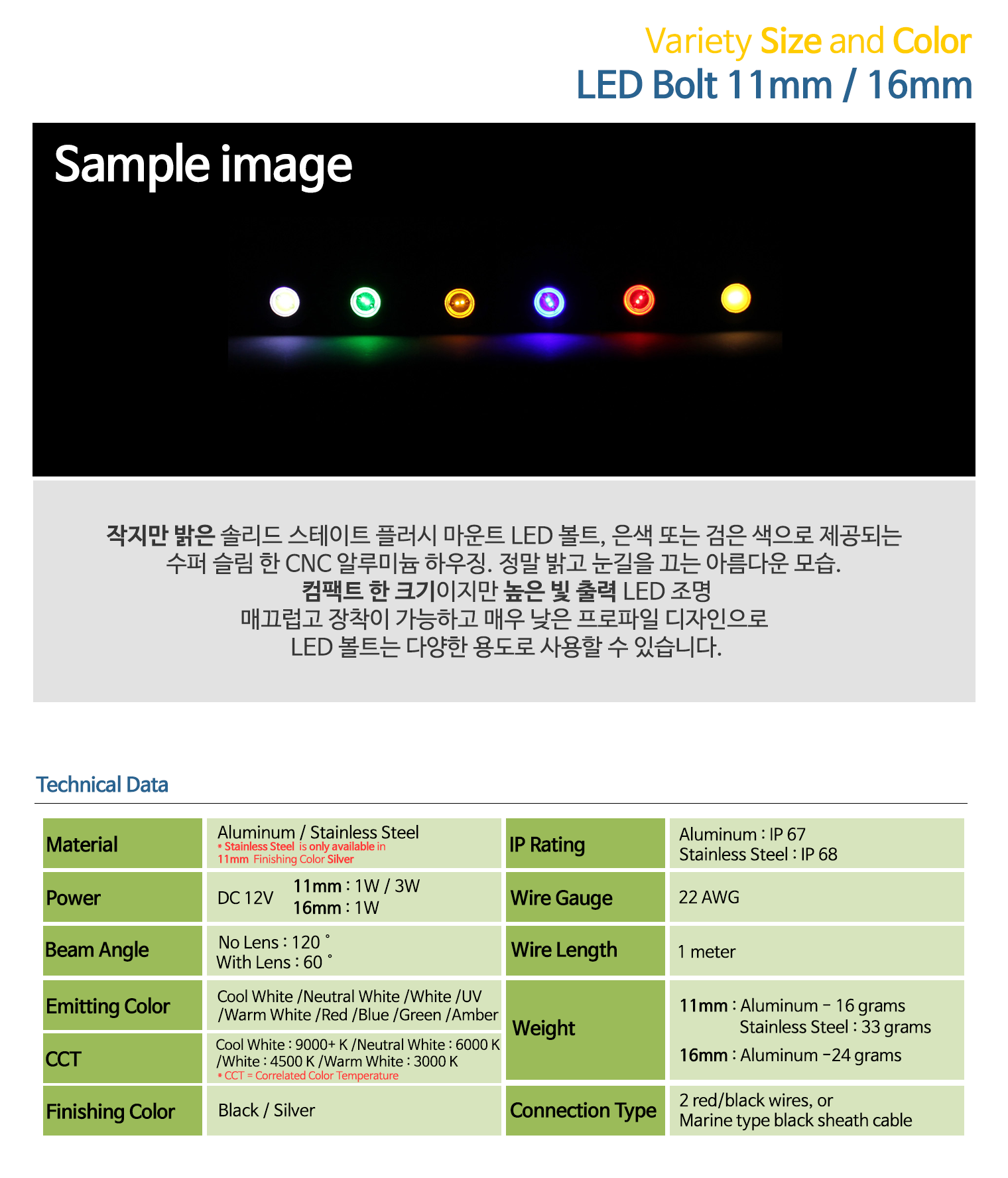 LED Bolt 11mm / 16mm